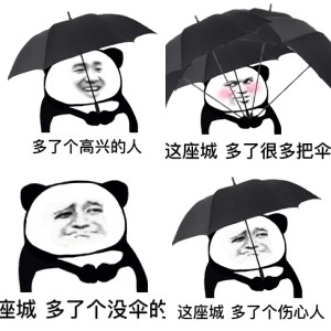 熊猫头撑伞表情包 ​