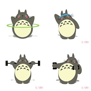 萌态龙猫做运动QQ表情包