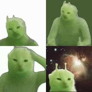 绿色外星猫表情包 外星飞碟降临,绿脸猫咪一脸懵的搞笑表情包表情包图片gif动图 - 求表情网,斗图从此不求人!