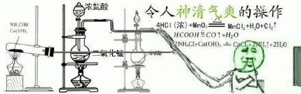 〓浓盐酸令人神清气爽的操作NHCI和4HCI(浓)+Mn02Ca(OH).Mncl2+H,0+ClHCOOH三CO↑+H2ORNHCI+Ca(OH)a ec↑+2H20