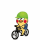 小黄鸡戴绿帽骑车