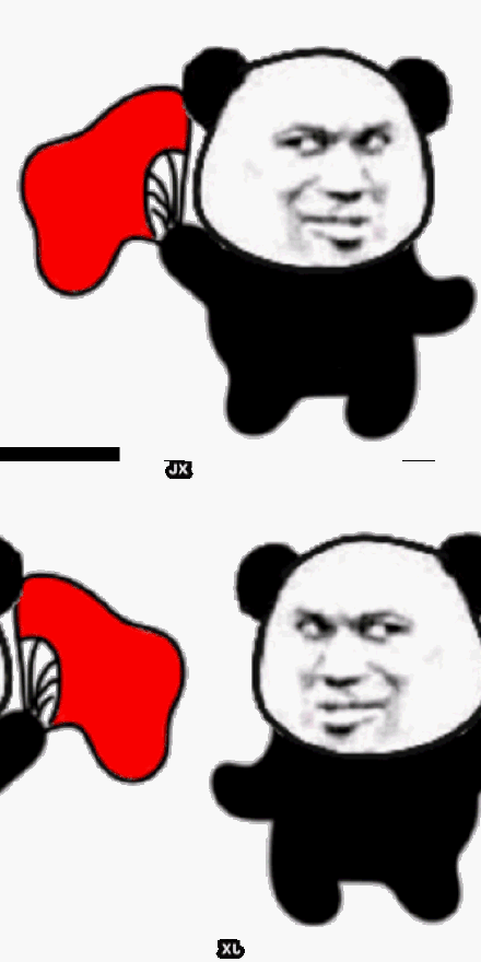 两个熊猫头舞扇 GIF