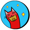 红色小猫摇脑袋 可爱红猫眯眼大笑，周围星星环绕，尽显欢乐氛围
