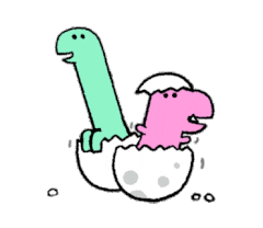 卡通粉色绿色恐龙恐龙蛋冒头 出生 看戏 查看