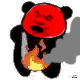 熊猫人毛巾搓澡 脸红生气着火