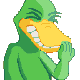 绿色鸭捂嘴笑