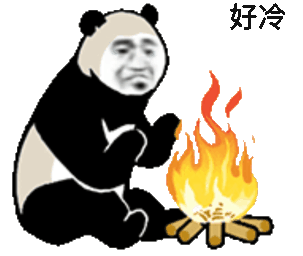 好冷 熊猫头烤火