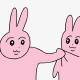 粉红兔子 两只粉红兔子互相打架