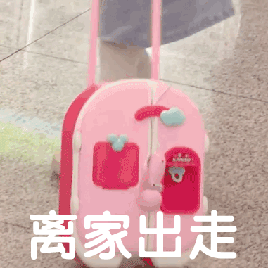 拖着粉色行李箱：离家出走