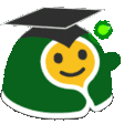 带着学术帽穿绿衣服的黄色微笑小表情