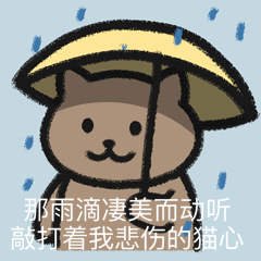 一猫人 一猫人站在雨中苦涩的撑着伞，雨滴凄美而动听 敲打着我悲伤的猫心