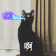 猫咪 黑色猫咪喷蓝色火焰啊