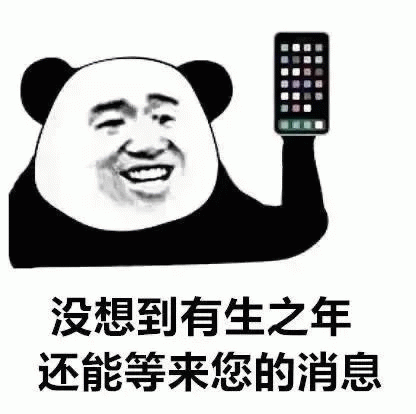 熊猫头 熊猫头举着手机阴阳怪气的说，没想到有生之年 还能等来您的消息