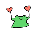绿色小青蛙抓着爱心开心奔跑