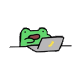 绿色小青蛙气氛的工作捶电脑