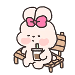 可爱兔子摇腿喝奶茶
