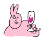 沙雕粉色兔子傲娇悠闲喝红酒