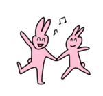 沙雕粉色兔子开心跳舞