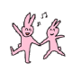 沙雕粉色兔子开心跳舞