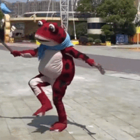 红色蛤蟆开心跳舞