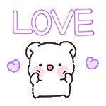 可爱动态小白兔乖巧害羞摇晃身体  LOVE 可爱小熊脸颊泛红，周围爱心环绕，满满的爱意