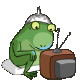 搞笑绿色小青蛙认真看电视