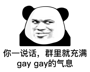 熊猫头  你一说话，群里就流满 gay gay的气息