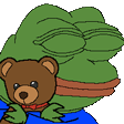 七夕孤寡青蛙抱着小熊撒娇