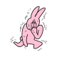 搞怪粉色兔子蹲下哭泣