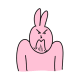 搞怪粉色兔子生气耸肩