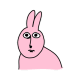 搞怪粉色兔子睁大眼睛看