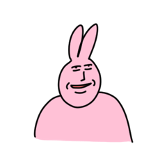 搞怪粉色兔子傻傻憨笑