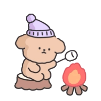 可爱棕色小熊烤火