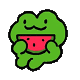 可爱动态小青蛙乖巧吃西瓜