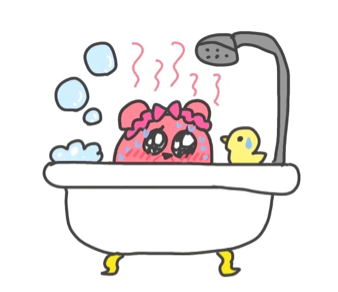 可爱粉色小仓鼠开心洗澡