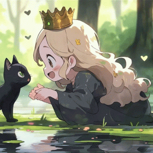 3 小红书热门情头：公主与她的黑猫/卡通小女孩和黑猫