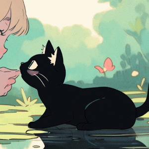 小红书热门情头：公主与她的黑猫/卡通小女孩和黑猫