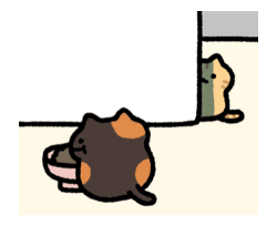 棕色线条小猫可爱动态表情包