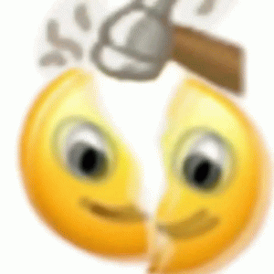 黄脸大表情抖音表情包 被锤子敲头后一分为二的小黄脸,表情滑稽又可爱表情包图片gif动图 - 求表情网,斗图从此不求人!