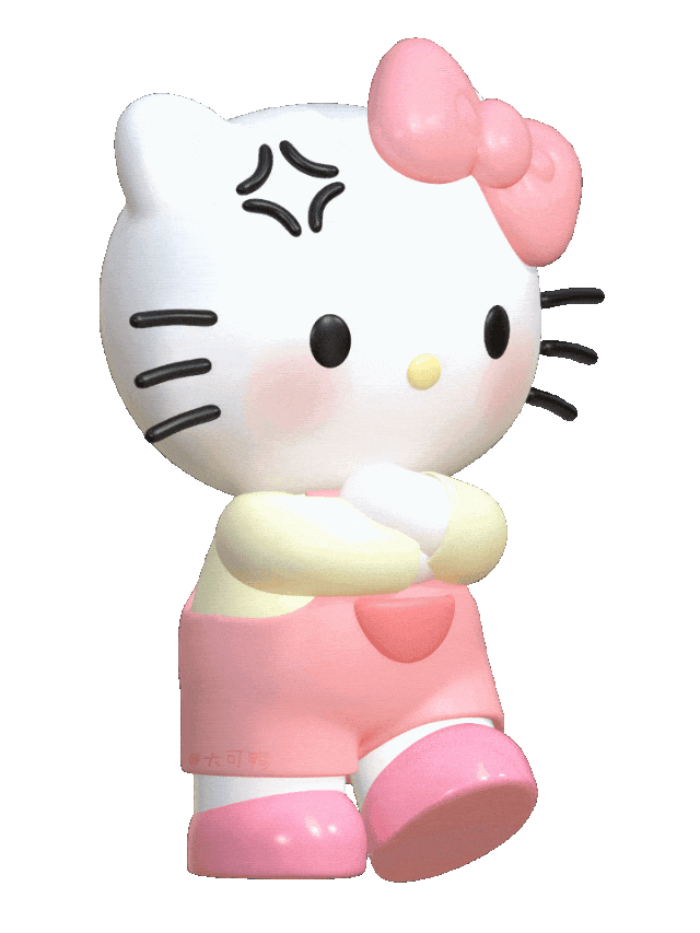 跺脚生气表情包动图gif 可爱的Hello Kitty双手抱胸，表情委屈惹人怜表情包图片gif动图 - 求表情网,斗图从此不求人!
