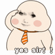 Yes sir 穿着正装的卡通人物敬礼并配文“Yes sir”,态度恭敬表情包图片gif动图 - 求表情网,斗图从此不求人!
