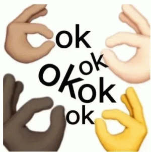 小黄脸ok了家人们表情包 小黄脸表情包 万能表情包 多只手同时比出ok手势并配有“ok”字样的有趣表情包