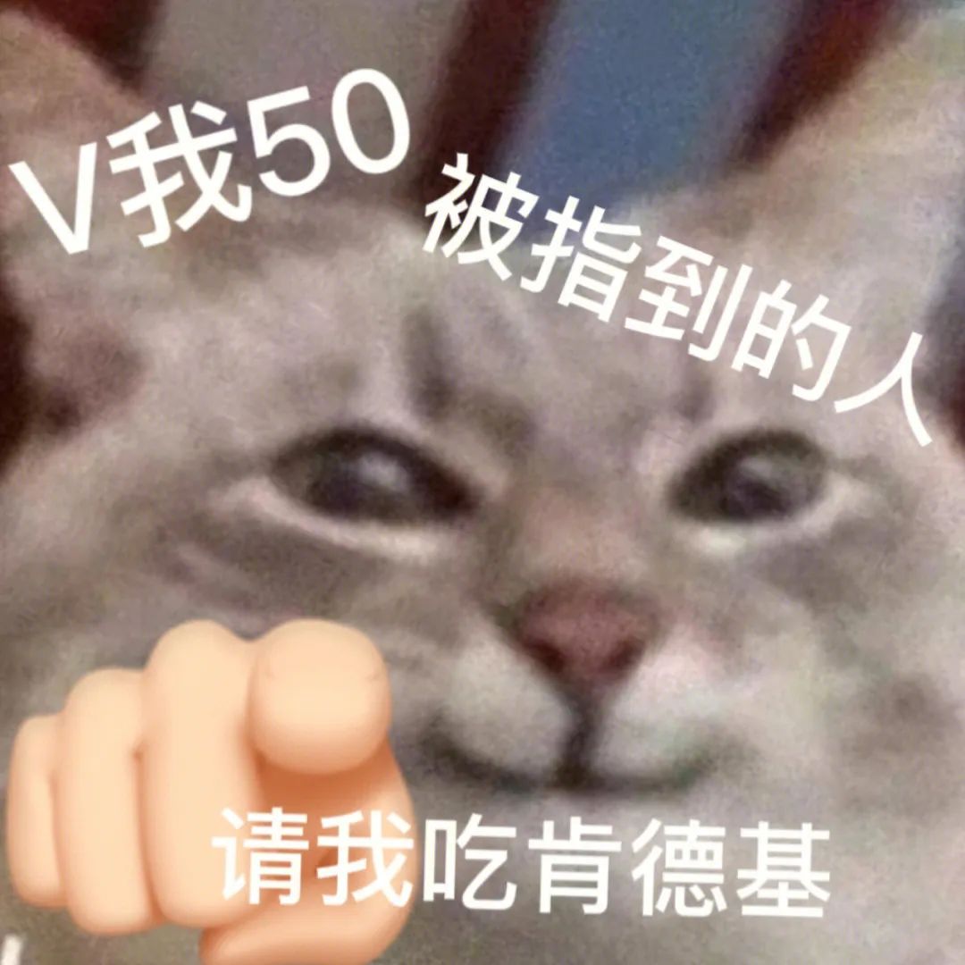 《V我50被指到的人请我吃肯德基，可爱猫咪在线讨饭》 晚安，记得撸了再睡 | 表情包大放送 《可爱猫咪表情包：V我50，被指到的人请我吃肯德基 ...