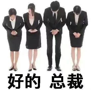 《好的总裁》表情包：一排穿正装的人低头弯腰，尽显无奈顺从 万能回复表情包表情包图片gif动图 - 求表情网,斗图从此不求人!