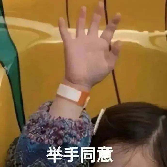 戴着腕带的手高高举起，配文“举手同意”，可爱又有趣 黑丝一穿… | 奇怪新鲜的表情包表情包图片gif动图 - 求表情网,斗图从此不求人!