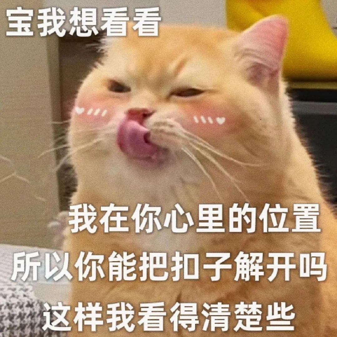 《可爱猫咪吐舌卖萌,撒娇求解开扣子看在对方心里的位置》 表情包丨求求了表情包图片gif动图 - 求表情网,斗图从此不求人!