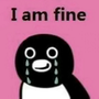 笑着流泪的企鹅配文“I am fine”,尽显无奈心酸 小表情包表情包图片gif动图 - 求表情网,斗图从此不求人!