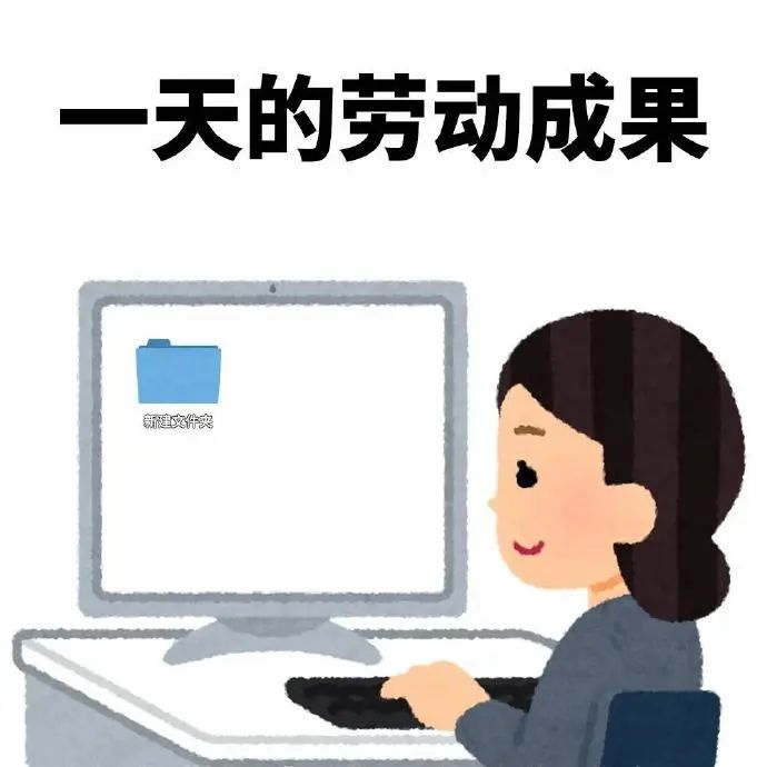 《一天的劳动成果》:对着电脑忙一天只新建了一个文件夹的无奈 太适合上班族的精神状态的表情包 表情包图片gif动图 - 求表情网,斗图从此不求人!