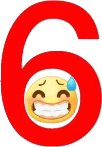 《红色数字6中藏着流汗表情，尽显滑稽有趣》 表情包｜接受知识洗礼表情包图片gif动图 - 求表情网,斗图从此不求人!