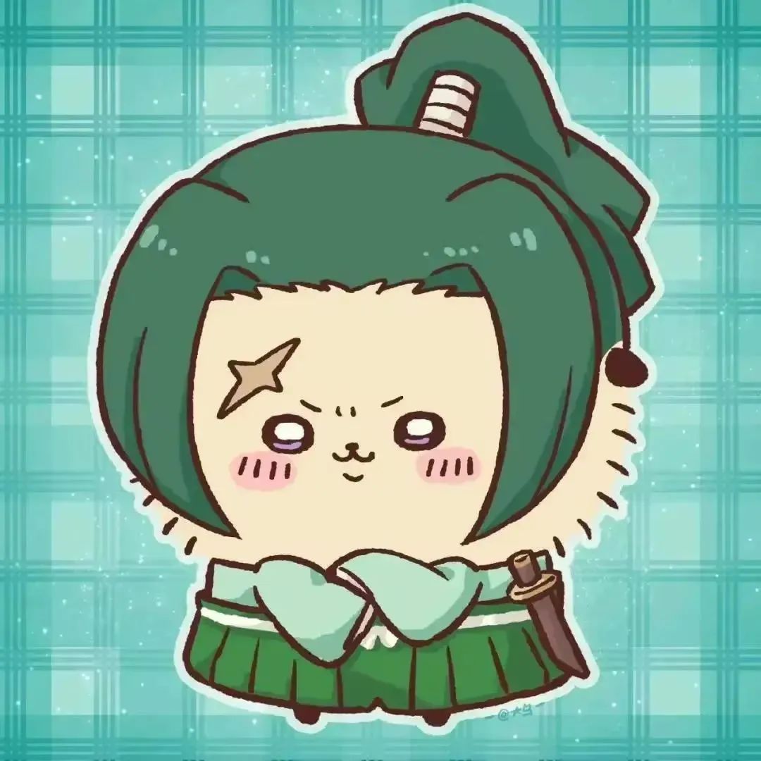 可爱Q版动漫女孩，绿发短裙抱剑，表情傲娇超萌 chiikawa吉伊卡哇×守护甜心头像表情包图片gif动图 - 求表情网,斗图从此不求人!